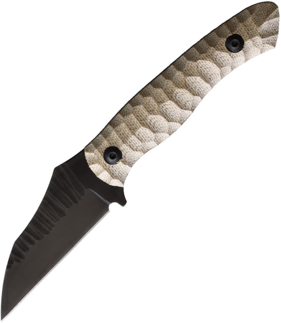 Wachtman Knife & Tool Kliff Stone Grind Tan Fixed Blade Knife 6.63in Overall 2.75in Black Oxide 80CrV2 Carbon Steel Wharncliffe Blade Tan Canvas - Wachtman Knife & Tool