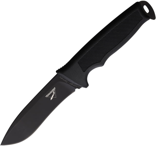 Waffentechnik Buddy I Black Fixed Blade Knife 8.75in Overall 4.75in Black Stonewash 440A SS Blade Black Checkered Handle Black Kydex Belt Sheath BUDDY - Waffentechnik
