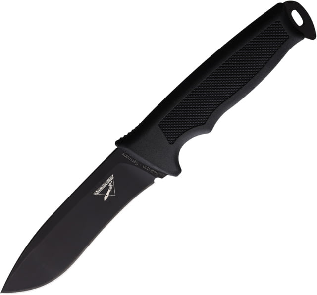 Waffentechnik Buddy I Fixed Blade Knife 9in Overall 4.25in 440A Stainless Steel Blade Black Checkered Softell Handle Black Kydex Belt Sheath - Waffentechnik