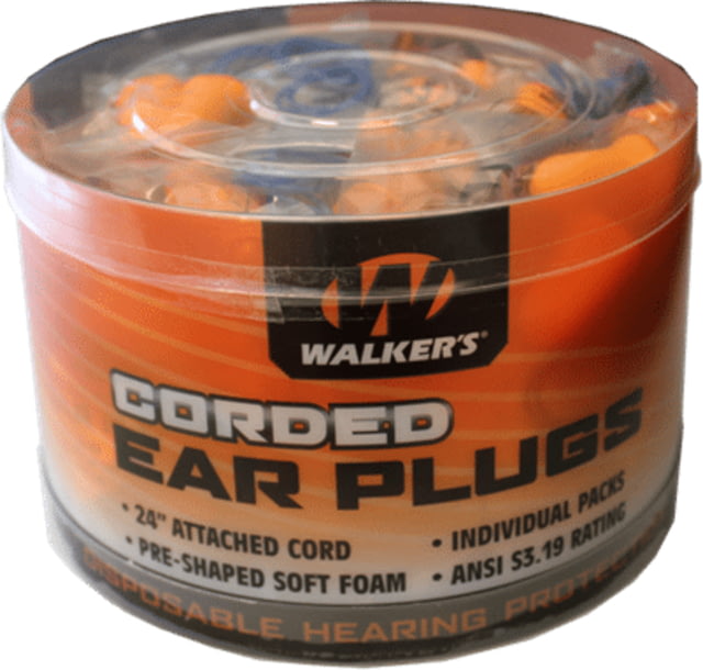 Walkers Walkers Foam Corded Ear Plugs 32 dB NRR Orange 50 Pair - $32.39 at Optics Planet