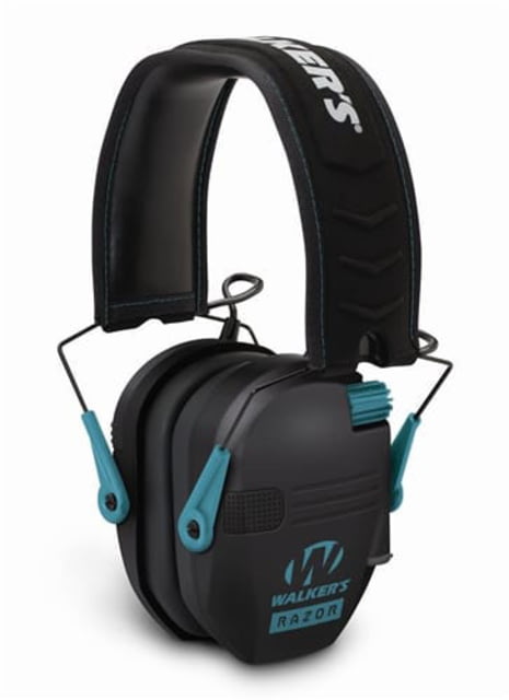 Walkers Razor Series Slim Shooter Folding Electronic Ear Muffs 23 dB NRR Black/Teal