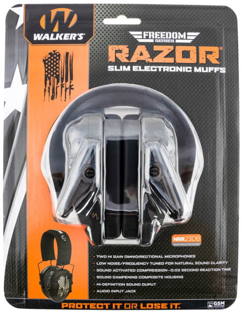 Walker's  Razor Freedom Muff 23 DB Over The Head Polymer Black Ear