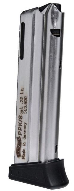 ther PPK/S 10 Round .22 LR Magazine W/Finger Rest Nickel 1 Pack Polymer 10RD Ammo