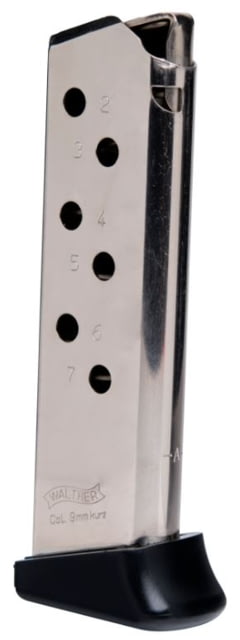 ther PPK/S 7 Round .380 ACP Magazine W/Finger Rest Nickel 1 Pack Steel 7RD Ammo