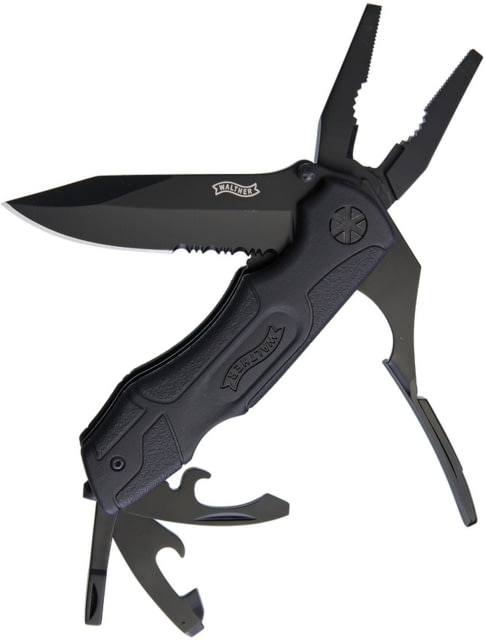 Walther MTK 2 Multi Tac Knife Folding Knife 4.25in Closed Black Nylon Handle Black - Walther