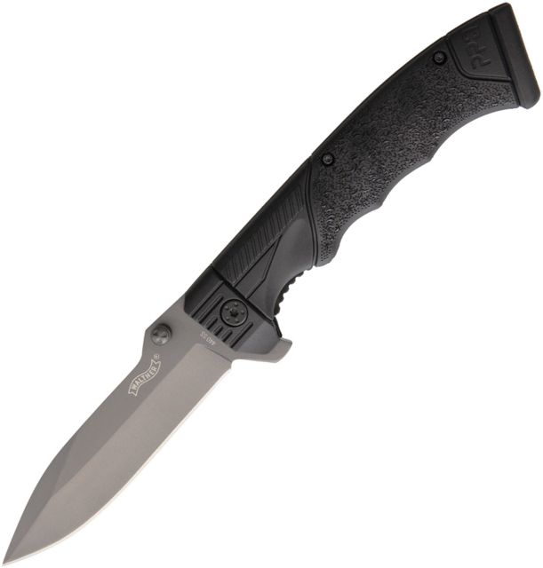 Walther Arms PPQ Linerlock Folding Knife3.75in440 Stainless SteelStandard EdgeSpear Point Black Synthetic Handle - Walther Arms