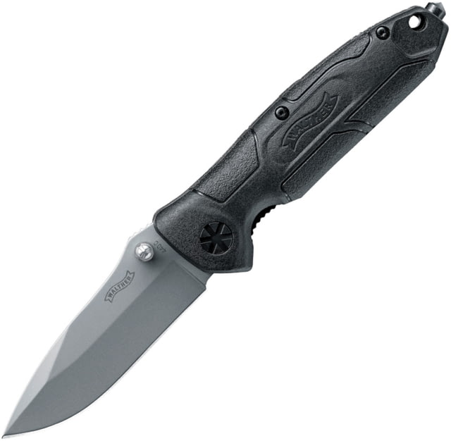 Walther STK-2 Linerlock A/O Folding Knife 3.14" 440C stainless spear point blade Black polymer handle - Walther
