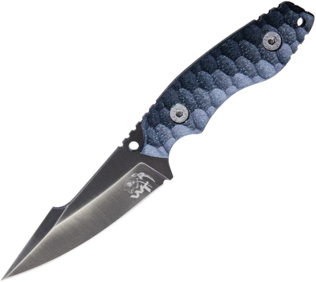 Wander Tactical Barracuda Fixed Blade Knife 4" Iron Washed finish blade Blue sculpted micarta handle BARRACUDA / IRON WASH / BLACK - Wander Tactical