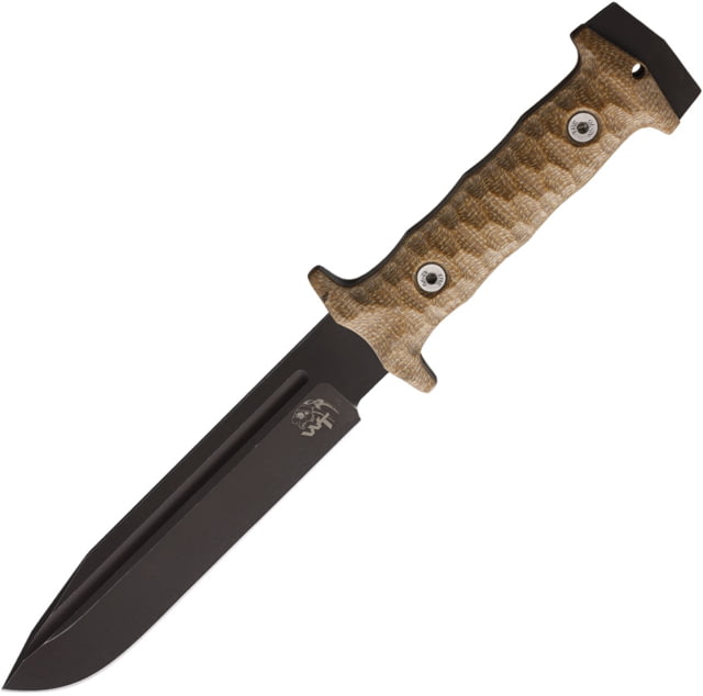 Wander Tactical Centuria Brown Fixed Blade Knife 12.5in Overall D2 Tool Steel 7in Black DLC Blade Brown Sculpted Micarta Handle - Wander Tactical