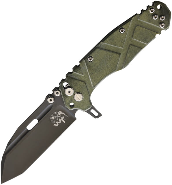 Wander Tactical Hurricane Folding Knife 4.75in Closed 3.5in D2 Tool Steel Black Blade Green Sculpted Titanium Handle HURRICANE FOLDER / DLC / GREEN - Wander Tactical