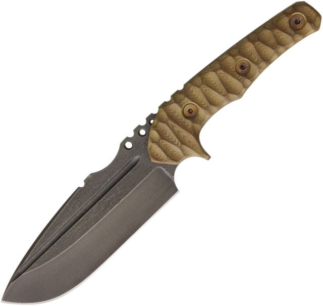 Wander Tactical Uro Tac Fixed Blade Knife 11.75in 6in D2 Tool Steel Standard Edge Drop Point Brown Micarta Handle UROTACBGC - Wander Tactical