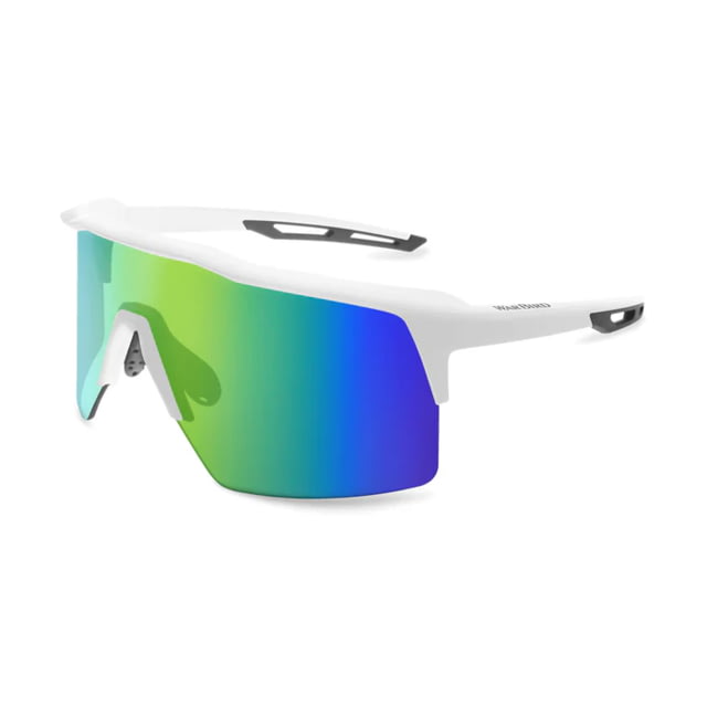 WarBird Ghost Wolf Glasses White Frames/ Smoke Lens/Green Shield