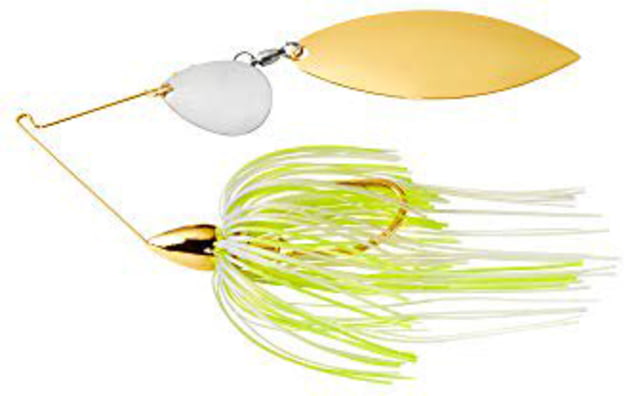 War Eagle Tandem Willow/Colorado Gold Frame Spinnerbait Mustad Fishing Hook 3/8oz 1 Piece Hot White Chartreuse