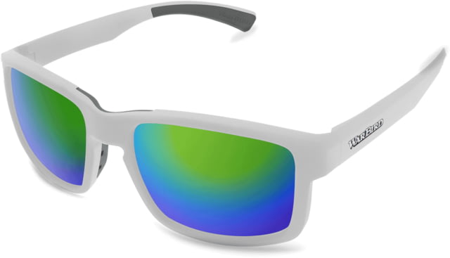 WarBird Easy Day Glasses White Frames/Smoke Lens/Green Shield - Warbird