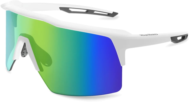 WarBird Ghost Wolf Glasses White Frames/ Smoke Lens/Green Shield - Warbird