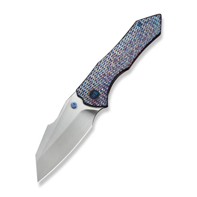 We Knife Co Ltd High-fin Xl Thumb Stud Knife Diamond Patterned Flamed Titanium Handle 3.48inch Hand Rubbed Satin Cpm 20cv Blade Gold - We Knife Co Ltd