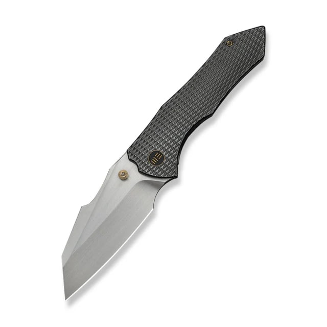 We Knife Co Ltd High-fin Xl Thumb Stud Knife Diamond Patterned Polished Gray Titanium Handle 3.48inch Hand Rubbed Satin Cpm 20cv Blade - We Knife Co Ltd