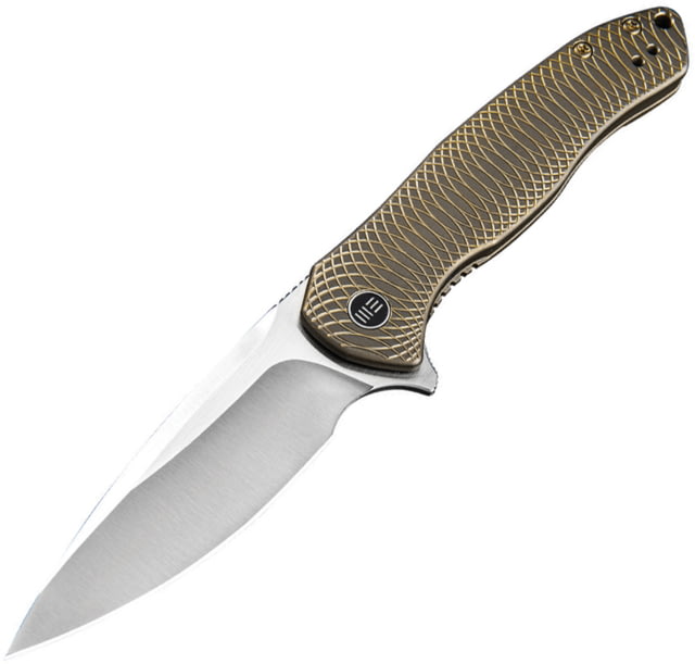 We Knife Co Ltd Kitefin Framelock Gold Folding Knife 3.25" satin finish CPM S35VN stainless blade Gold satin finish titanium handle with Gold stonew - We Knife Co Ltd