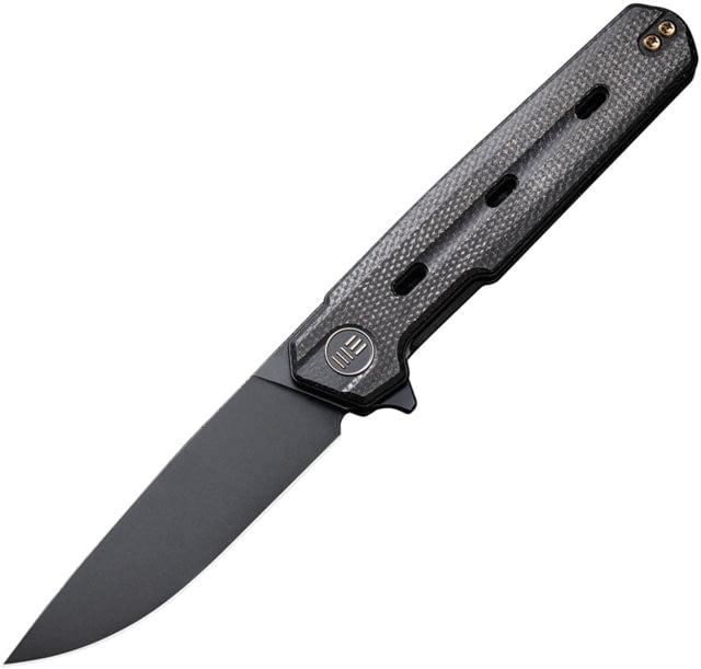 We Knife Co Ltd Navo Black Micarta Folding Knife 4.5in Closed 3.25in Black Stonewash CPM-20CV Stainless Steel Blade Black Canvas Micarta Handle Nylon - We Knife Co Ltd