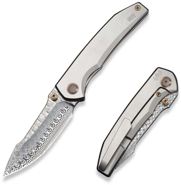 We Knife Co Ltd Ryson Thumb Stud Knife Gray Titanium Handle 3.33inch Hugin Damasteel Blade - We Knife Co Ltd