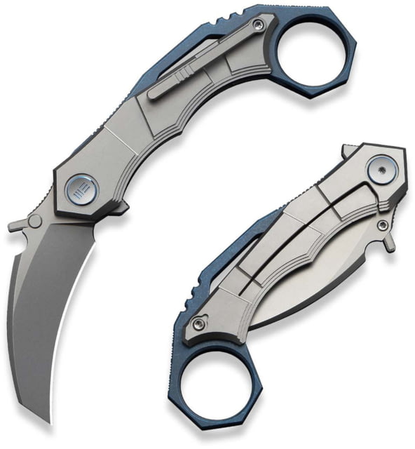 We Knife Co Ltd Tayra Folding Knife 2.19in Bohler M390 Steel Hawkbill Blade Gray 6AL4V Titanium Handle - WE Knife Co