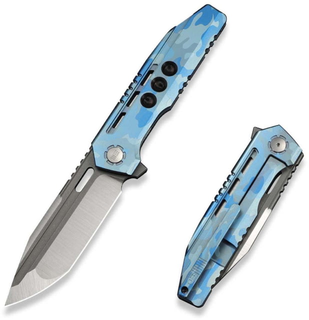 We Knife Co Ltd Gunwale Folding Knife 3.87in Bohler M390 Tanto Blue Terrian Titanium Handle
