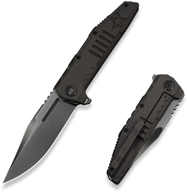 We Knife Co Ltd Temper Folding Knife 3.93in Bohler M390 Clip Point Black Titanium Handle - We Knife Co Ltd