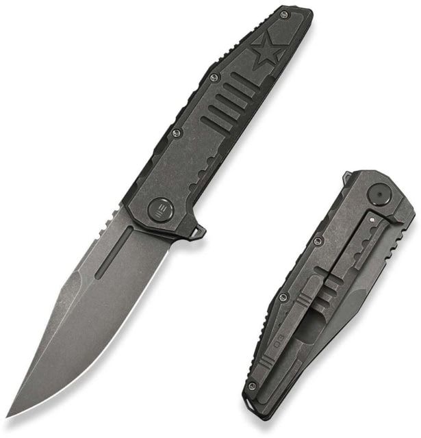 We Knife Co Ltd Temper Folding Knife 3.93in Bohler M390 Clip Point Gray Titanium Handle
