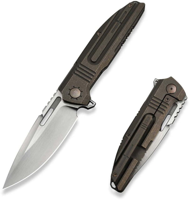 We Knife Co Ltd Tracks Folding Knife 3.88in Bohler M390 Drop Point Bronze Titanium Handle - We Knife Co Ltd