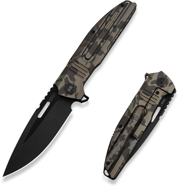 We Knife Co Ltd Tracks Folding Knife 3.88in Bohler M390 Drop Point Desert Terrain Titanium Handle