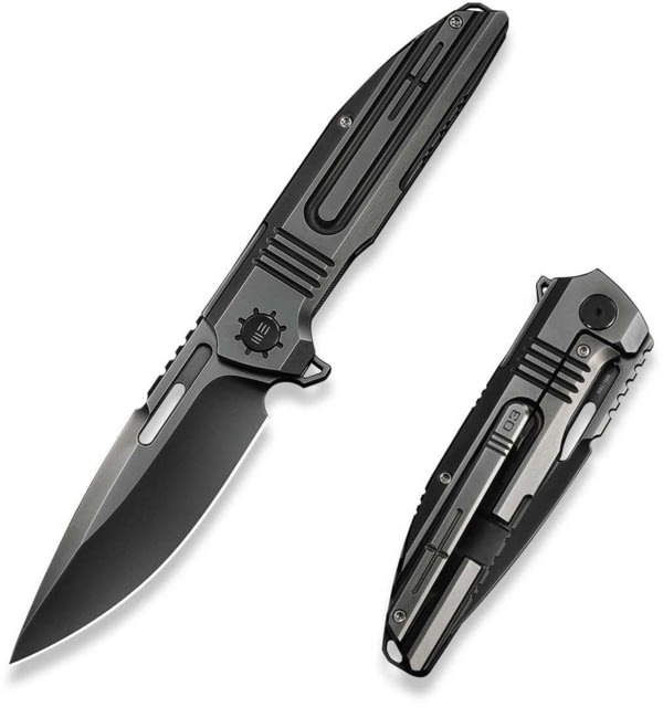 We Knife Co Ltd Tracks Folding Knife 3.88in Bohler M390 Drop Point Gray Titanium Handle