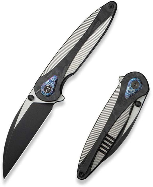 We Knife Co Ltd Weknife Zenthra Flipper & Thumb Stud Knife Satin / Black Titanium Handle With Shredded Carbon Fiber Inlay 3.3inch Black Stonewashed - We Knife Co Ltd