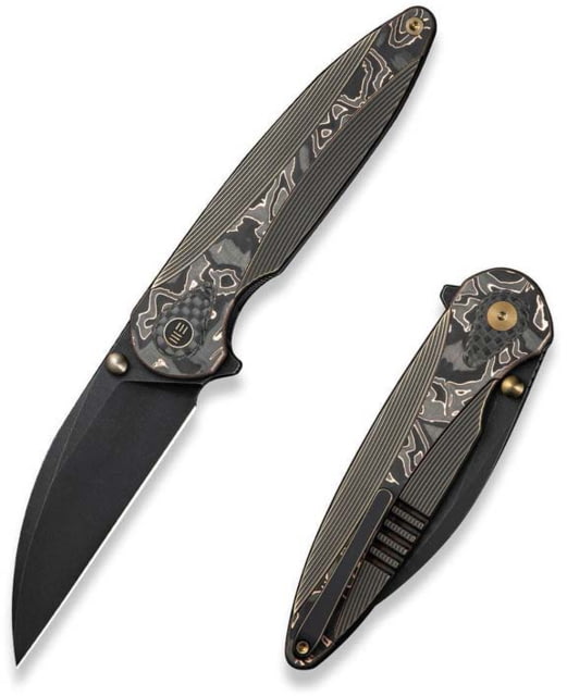 We Knife Co Ltd Weknife Zenthra Flipper & Thumb Stud Knife Bronze / Black Titanium Handle With Copper Foil Carbon Fiber Inlay 3.3inch Black - We Knife Co Ltd