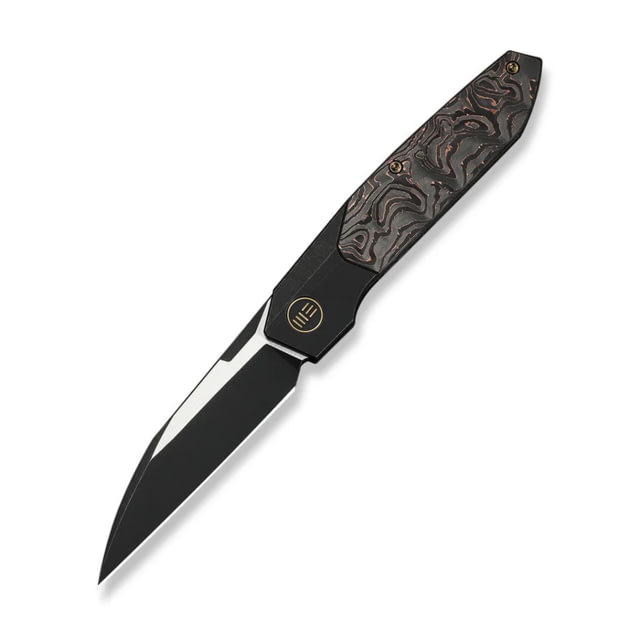 We Knife Co Ltd Weknife Brr15 Flipper Knife Black Titanium Handle With Copper Foil Carbon Fiber Inlay 3.25inch Black Stonewashed Bohler M390 Blade - We Knife Co Ltd