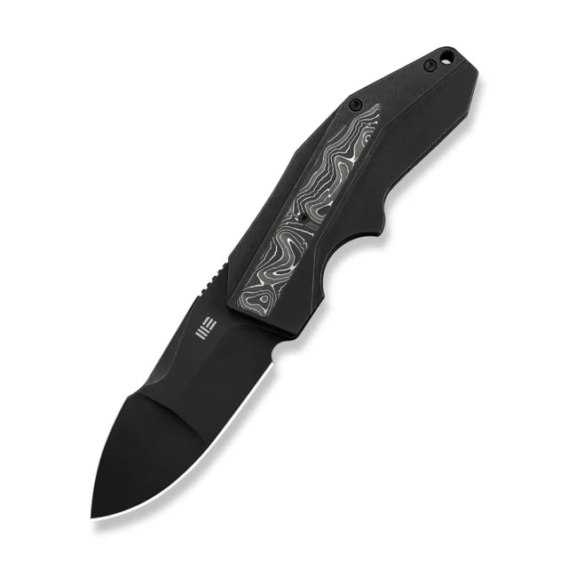 We Knife Co Ltd Weknife Coral Slt Flipper Knife Black Titanium Handle With Aluminum Foil Carbon Fiber Inlay 2.95inch Black Stonewashed Cpm 20cv Blade - We Knife Co Ltd