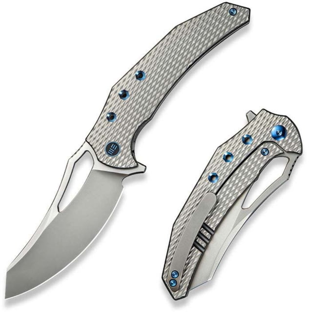 We Knife Co Ltd Weknife Epaulette Flipper & Thumb Hole Knife Diamond Patterned Polished Bead Blasted Titanium Handle 3.45inch Polished Bead Blasted - We Knife Co Ltd
