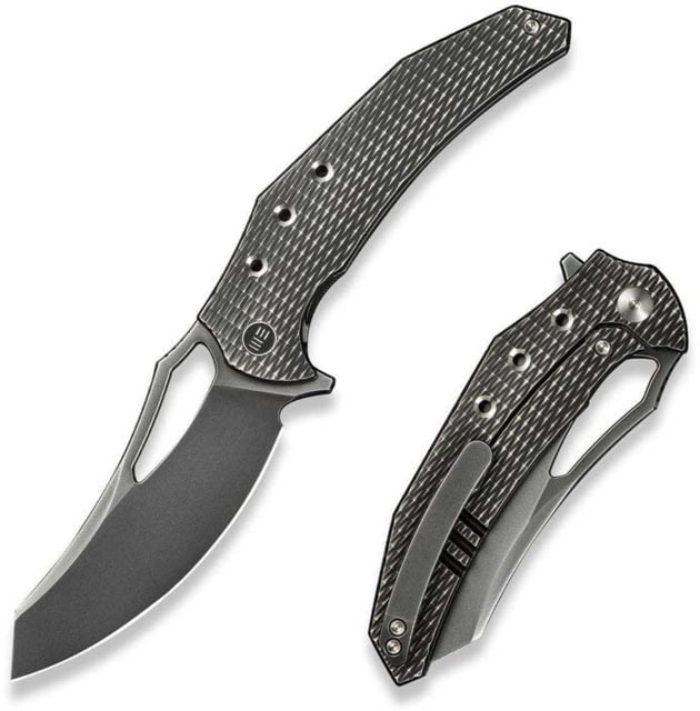We Knife Co Ltd Weknife Epaulette Flipper & Thumb Hole Knife Diamond Patterned Polished Gray Titanium Handle 3.45inch Polished Gray Bohler M390 Blade - We Knife Co Ltd