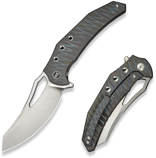 We Knife Co Ltd Weknife Epaulette Flipper & Thumb Hole Knife Diamond & Tiger Stripe Patterned Flamed Titanium Handle 3.45inch Satin Finished Bohler - We Knife Co Ltd