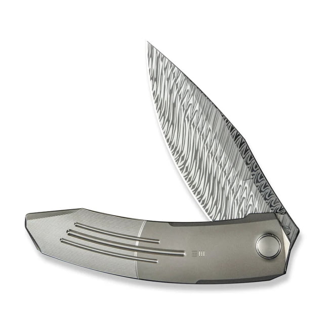We Knife Co Ltd Sine Wave Folding Knife 3.98in Damasteel Drop Point Blade Satin 6AL4V Titanium Handle - We Knife Co Ltd