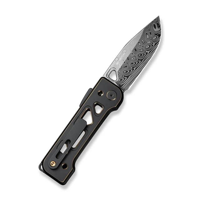 We Knife Co Ltd Tyro Folding Knife 2.91in Damasteel Drop Point Blade Black/Golden 6Al4v Titanium Handle - We Knife Co Ltd