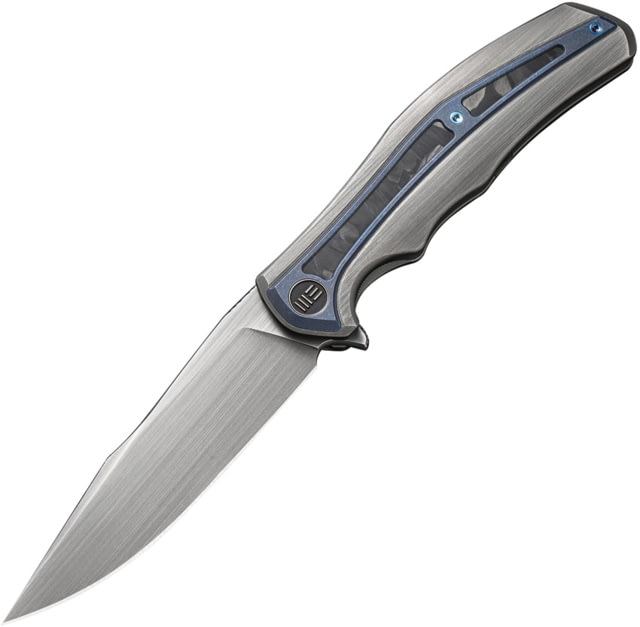 We Knife Co Ltd Zonda Marble CF Folding Knife 4.88in Closed 4in CPM-20CV SS Blade Hand Rubbed Titanium Handle w/ Blue Titanium/Marble Carbon Fiber
