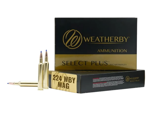 Weatherby .224 Weatherby Magnum 50 Grain Hornady V-Max Rifle Ammo 20 Rounds