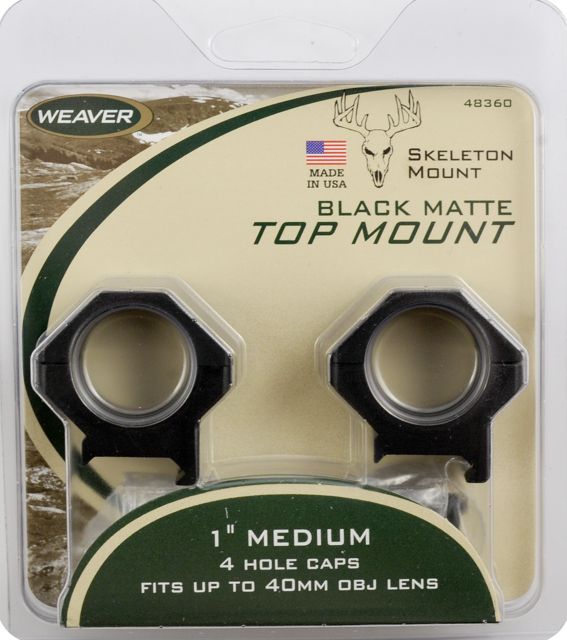 USED Weaver 1in Four Hole Skeleton Rifle Scope Rings Med Matte Black EDEMO2 Condition Parts Only/Salvage Defective - Weaver