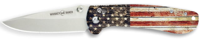 Whiskey Bent Knives Catch Pin Lock 2.91in Fixed Knife Drop Point Blade Satin Blade Acrylic Handle Patriot - Whiskey Bent Knives