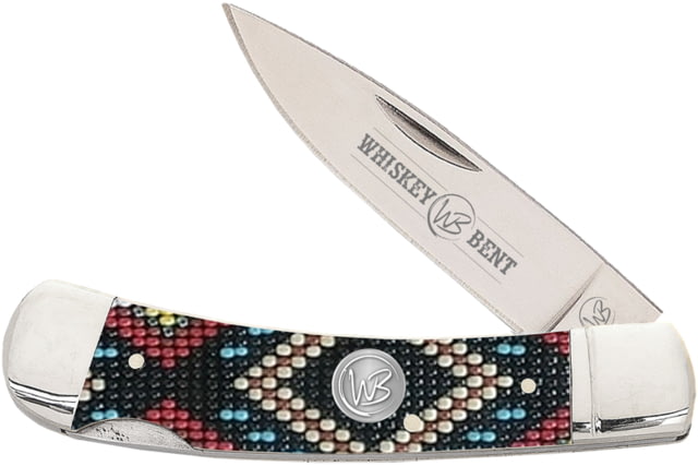Whiskey Bent Knives Lock Blade Folding Knife Single Clip Point 440 Steel Blade 3.75in Closed Length Acrylic Handle Black Diamond Bead - Whiskey Bent Knives