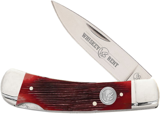 Whiskey Bent Knives Lock Blade Folding Knife Single Clip Point 440 Steel Blade 3.75in Closed Length Natural Bone Handle Black Cherry - Whiskey Bent Knives