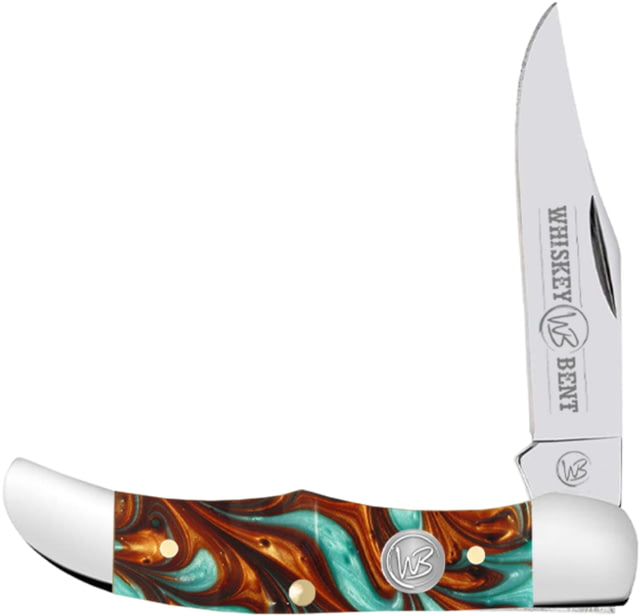 Whiskey Bent Knives Mini Hunter Folding Knife Single Clip 440 Steel Blade 2.75in Closed Length Acrylic Handle Copper Canyon - Whiskey Bent Knives