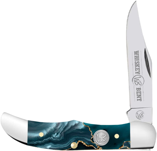 Whiskey Bent Knives Mini Hunter Folding Knife Single Clip 440 Steel Blade 2.75in Closed Length Acrylic Handle Gold Rush - Whiskey Bent Knives