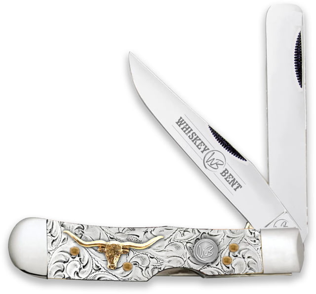 Whiskey Bent Knives Trapper Bullcutter Folding Knife Clip Point & Locking Bullcutter Blades 440 Steel Blades 4.125in Closed Length Acrylic Handle Toro - Whiskey Bent Knives