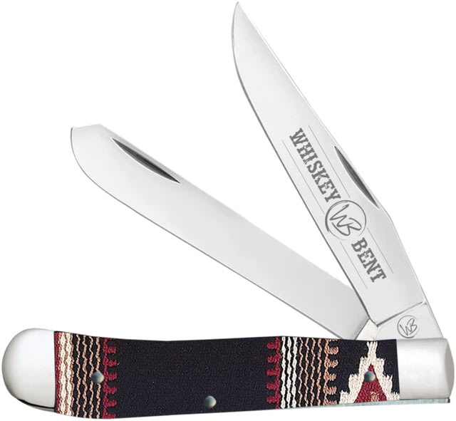 Whiskey Bent Knives Trapper Folding Knife Slip Joint 440 Steel Blade 4.125in Closed Length Acrylic Handle Aztec - Whiskey Bent Knives